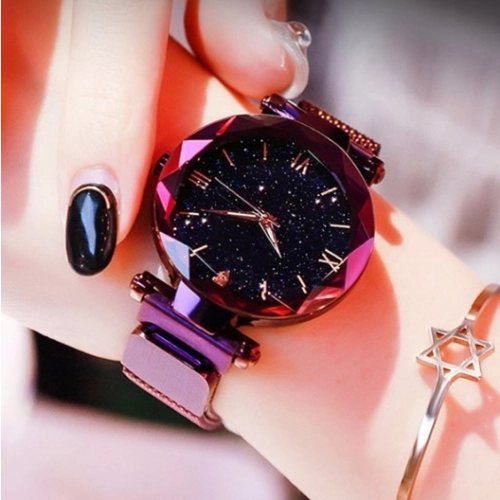 Zegarek damski brokatowy fioletowy